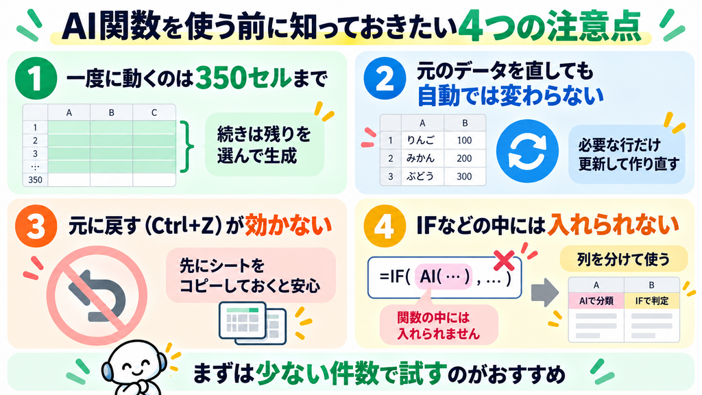 AI関数を使う前に知っておきたい4つの注意点