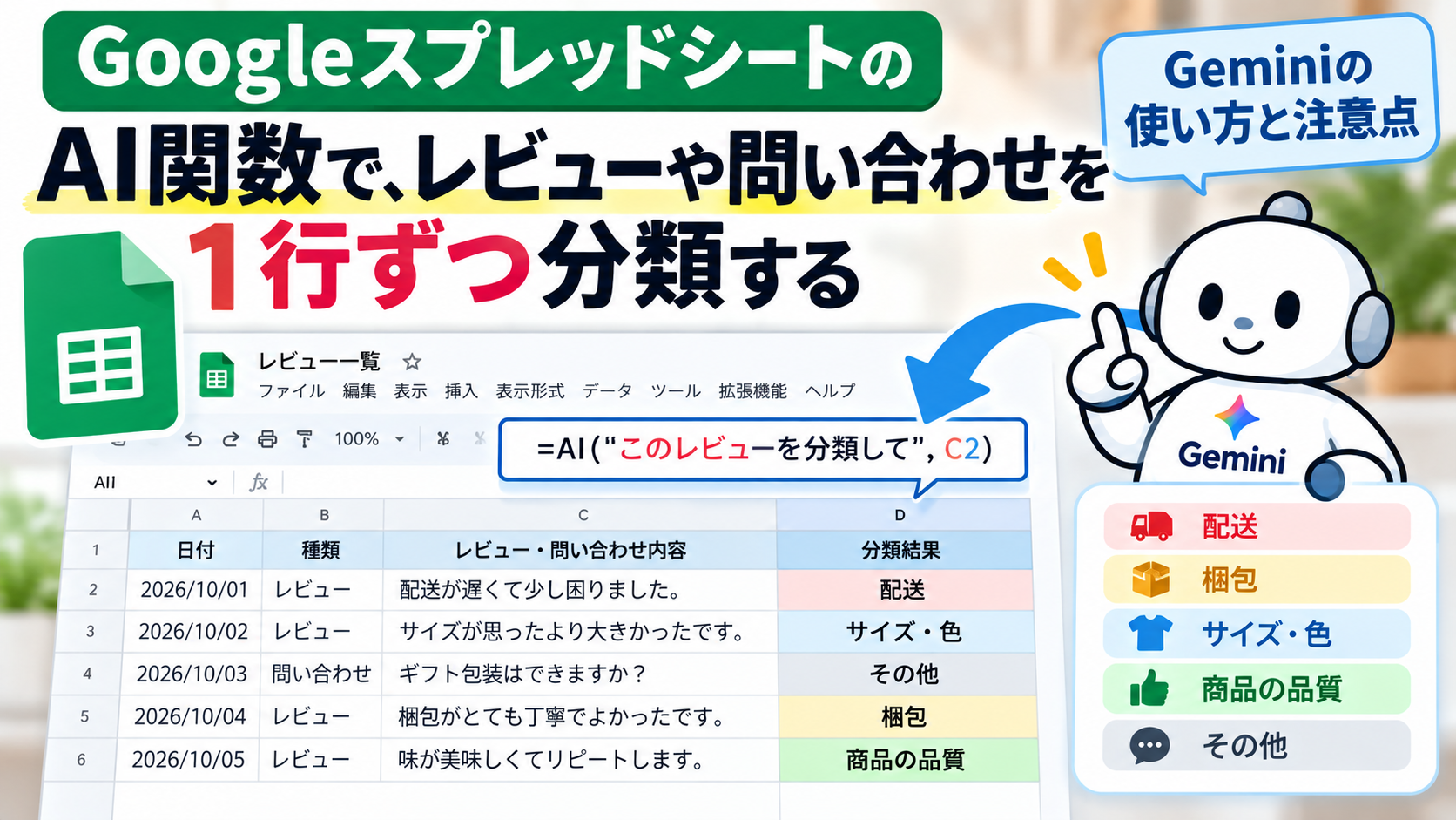 スプレッドシート AI関数
