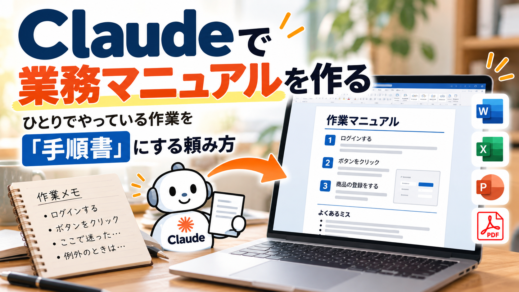 Claudeで業務マニュアルを作る方法｜作業メモから手順書にする頼み方【コピペ用プロンプト付き】
